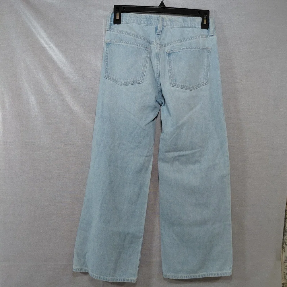 Old Navy High Rise Baggy Wide Leg Built In Tough Jeans Youth 12 Light Wash Denim